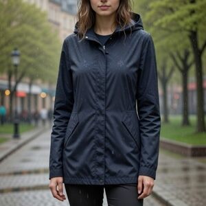 Weatherproof Dark Blue Hooded Trench Coat